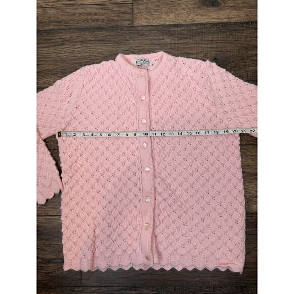 Vintage 1960’s Cuddle Knit Cardigan Sweater Pink 3/4 Sleeves Textured XL - Picture 6 of 7